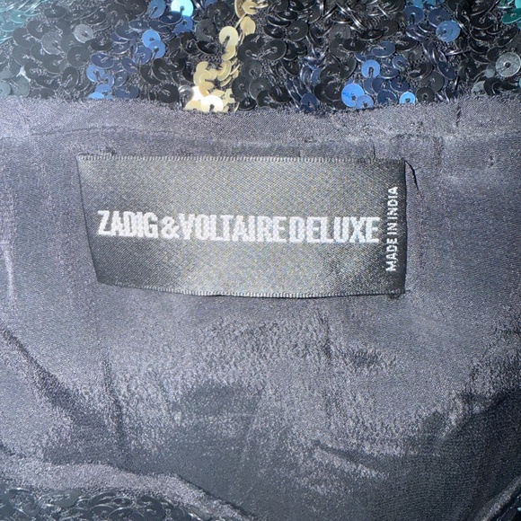 ZADIG & VOLTAIRE DELUXE Trusty Sequins Silk Trim Top S - Picture 6 of 6
